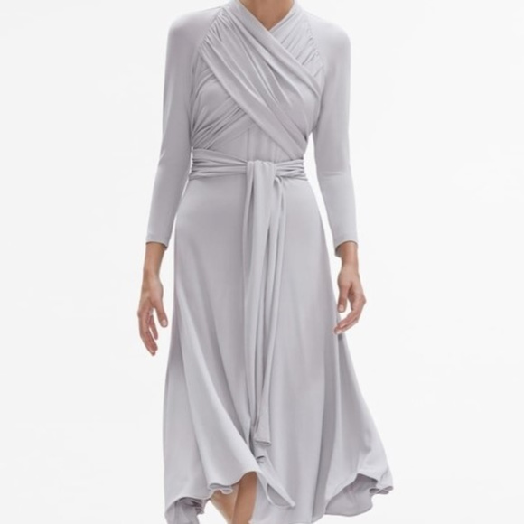 grey evening maxi dress